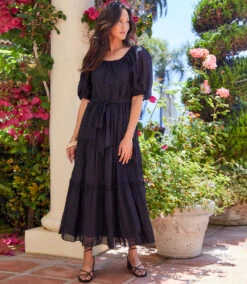 Tiered Poof Sleeve Dress