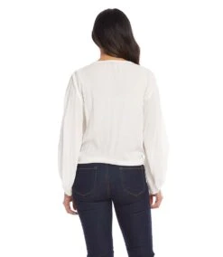 Lantern Sleeve Tie-Front Top 7 Lantern Sleeve Tie-Front Top -The Daily Drape Sales 1L55189 off white 003 c6682257 b500 445b bece 7f218e49406c