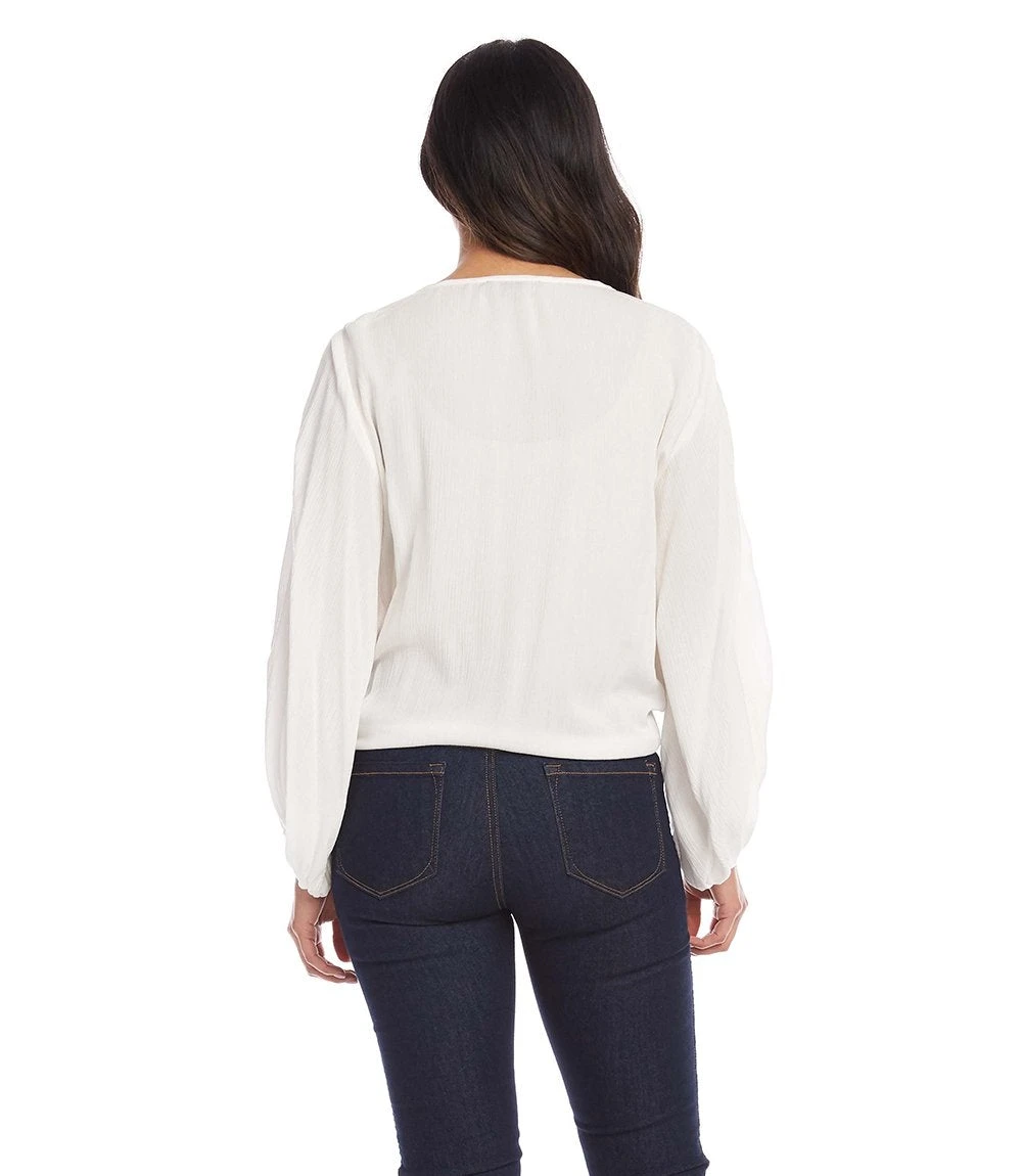 Lantern Sleeve Tie-Front Top 3 Lantern Sleeve Tie-Front Top - Image 3