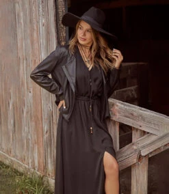 Cuffed Sleeve Dress -The Daily Drape Sales L48566 black 001 09518adc 9f21 4def bfc6 f61e5949c6d9