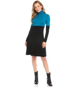Petite Size Colorblock Turtleneck Dress -The Daily Drape Sales karenkane 2022 fall 3L13179P TEA 1706