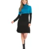 Petite Size Colorblock Turtleneck Dress