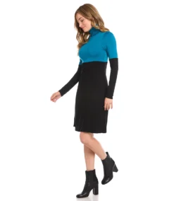 Petite Size Colorblock Turtleneck Dress -The Daily Drape Sales karenkane 2022 fall 3L13179P TEA 1721