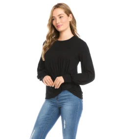 Petite Size Side Pick-Up Top -The Daily Drape Sales karenkane 2022 fall 3L13183P BLK 2540