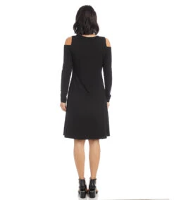 Cold Shoulder A-Line Dress 10 Cold Shoulder A-Line Dress -The Daily Drape Sales karenkane 2022 fall 3L14329 BLK 003