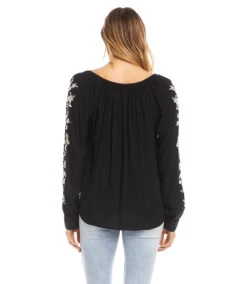 Embroidered Peasant Top -The Daily Drape Sales karenkane 2022 fall 3L55213 BLC 003