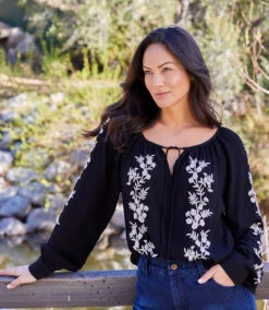 The Daily Drape Sales 3 Embroidered Peasant Top