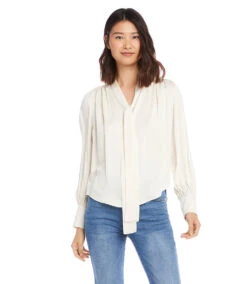 Long Sleeve Bow Blouse -The Daily Drape Sales karenkane 2022 fall 3L63552 CRE 0855