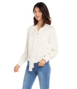 Long Sleeve Bow Blouse -The Daily Drape Sales karenkane 2022 fall 3L63552 CRE 0879