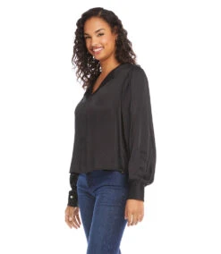Shirred Blouson Sleeve Top 8 Shirred Blouson Sleeve Top -The Daily Drape Sales karenkane 2022 fall 3L63553 BLK 1765
