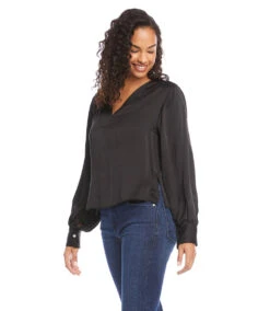 Shirred Blouson Sleeve Top 7 Shirred Blouson Sleeve Top -The Daily Drape Sales karenkane 2022 fall 3L63553 BLK 1766