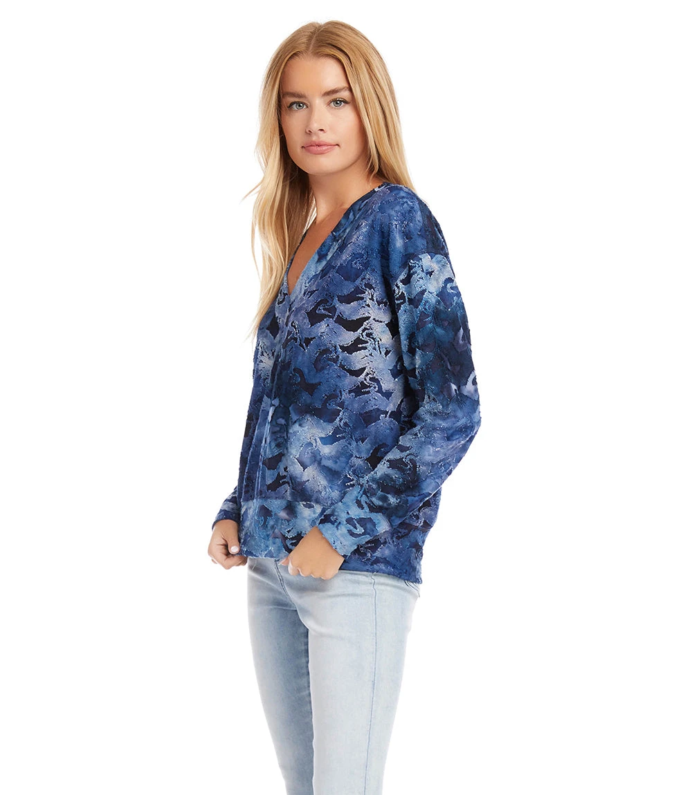 Tie-Dye Burnout V-Neck Top 4 Tie-Dye Burnout V-Neck Top - Image 4