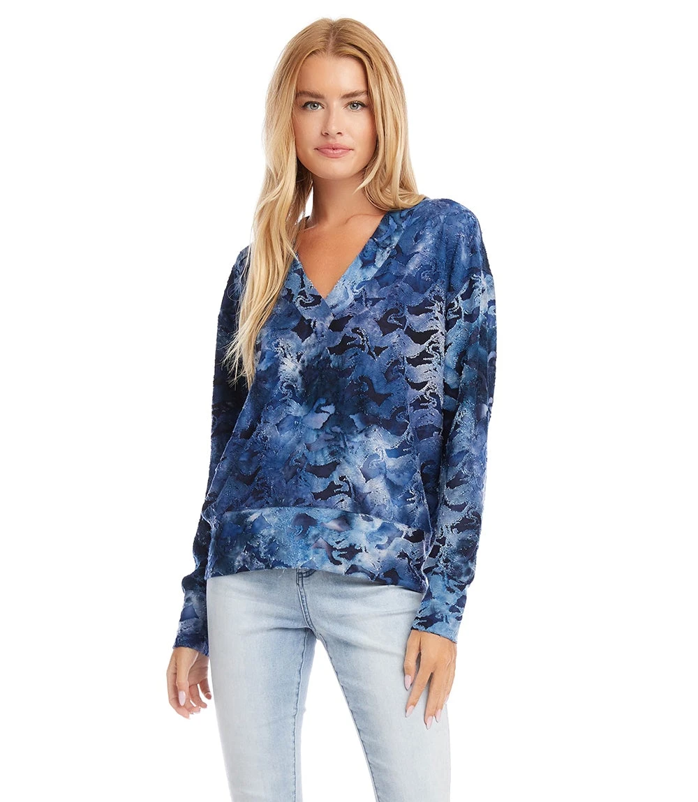 Tie-Dye Burnout V-Neck Top 2 Tie-Dye Burnout V-Neck Top - Image 2
