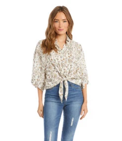 The Daily Drape Sales 9 Petite Size Relaxed Tie Front Shirt