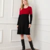 Contrast Scoop Neck Dress