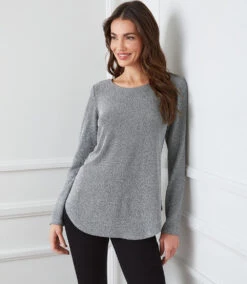 The Daily Drape Sales 5 Metallic Knit Shirttail Top