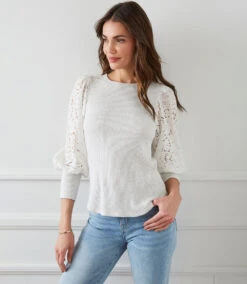 Lace Sleeve Top -The Daily Drape Sales karenkane 2022 winter 4L56150 HEA 001