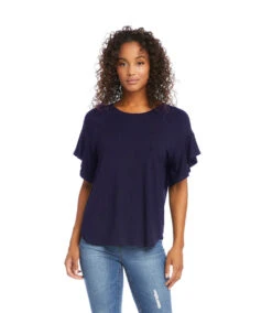 Petite Size Ruffle Sleeve Top