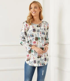 3/4 Sleeve Shirttail Top