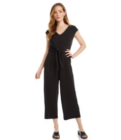 Petite Size Tie-Front Jumpsuit -The Daily Drape Sales karenkane 2023 spring 1L46140P BLK 006