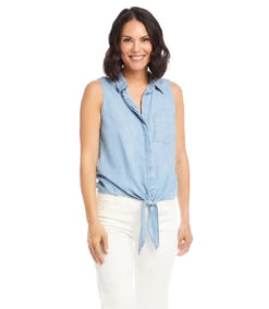 Sleeveless Tie‐Front Top -The Daily Drape Sales karenkane 2023 spring 1L46534 CHA 002