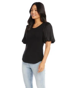 Contrast Satin Sleeve Top -The Daily Drape Sales karenkane 2023 spring 1L47207 BLK 003