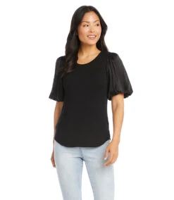 Contrast Satin Sleeve Top -The Daily Drape Sales karenkane 2023 spring 1L47207 BLK 004