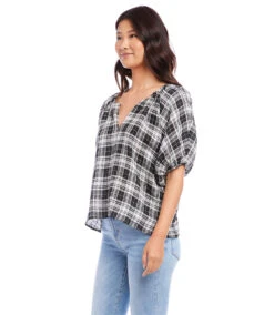 Split Neck Top -The Daily Drape Sales karenkane 2023 spring 1L50121 PLA 003