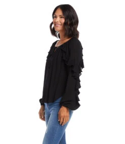 Ruffle Sleeve Top 7 Ruffle Sleeve Top -The Daily Drape Sales karenkane 2023 spring 1L55205 BLK 003