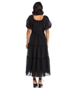 Tiered Poof Sleeve Dress 8 Tiered Poof Sleeve Dress -The Daily Drape Sales karenkane 2023 spring 1L67161 BLK 003