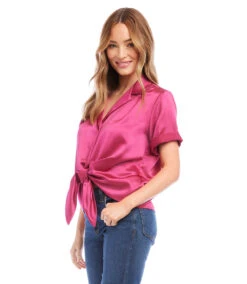 Roll Sleeve Tie Front Top 7 Roll Sleeve Tie Front Top -The Daily Drape Sales karenkane 2023 spring 1L68123 RAS 003