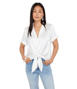 Roll Sleeve Tie-Front Top -The Daily Drape Sales karenkane 2023 spring 1L68125 OWH 004