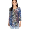 Petite Size Tie-Dye Burnout Shirttail Top