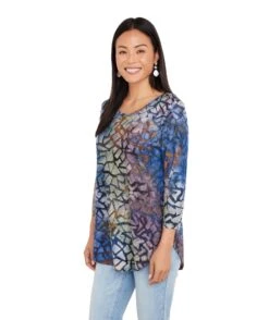 Petite Size Tie-Dye Burnout Shirttail Top -The Daily Drape Sales karenkane 2023 spring 1N94256P TD 003