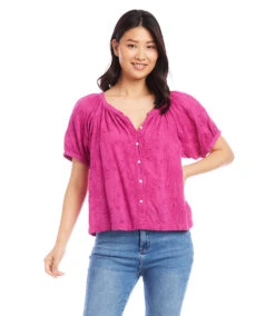 Eyelet Peasant Top -The Daily Drape Sales karenkane 2023 summer 2L40560 BER 002