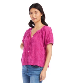 Eyelet Peasant Top -The Daily Drape Sales karenkane 2023 summer 2L40560 BER 004
