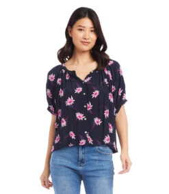 The Daily Drape Sales 17 Petite Size Short Sleeve Peasant Top