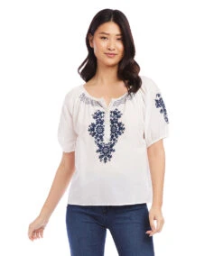 Embroidered Short Sleeve Top
