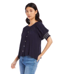 Smocked Sleeve Top -The Daily Drape Sales karenkane 2023 summer 2L87573 NAV 004