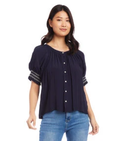 Smocked Sleeve Top -The Daily Drape Sales karenkane 2023 summer 2L87573 NAV 005