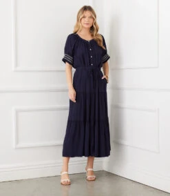 Smocked Sleeve Top -The Daily Drape Sales karenkane 2023 summer 2L87573 NAV 006