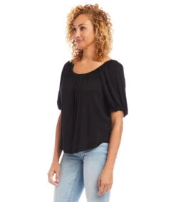 Knit Peasant Top -The Daily Drape Sales karenkane 2L13016 BLK 003