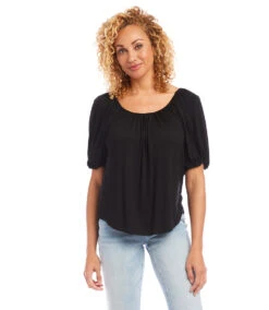 Knit Peasant Top -The Daily Drape Sales karenkane 2L13016 BLK 004