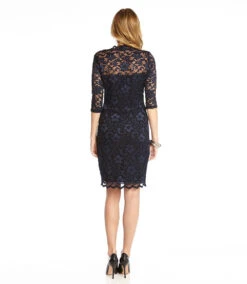Petite V-Neck Scallop Lace Dress -The Daily Drape Sales navy 3 zoom da1258e6 5155 4960 9d61 2db0e4bdba55